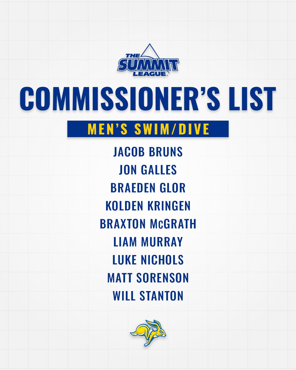 Jackrabbit Swim & Dive (@gojacksswim) on Twitter photo More accolades for a group of Jackrabbit swimmers as they are honored as members of <a href="/TheSummitLeague/">The Summit League</a> Commissioner's List of Academic Excellence
#GoJacks🐰 More accolades for a group of Jackrabbit swimmers as they are honored as members of <a href="/TheSummitLeague/">The Summit League</a> Commissioner's List of Academic Excellence
#GoJacks🐰