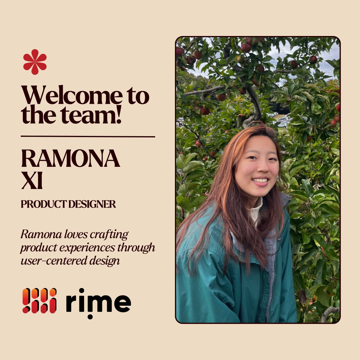 🎉 Please join us in welcoming Ramona Xi to the team as our Product Designer! 🎉

Ramona joins us with experience from WHOOP, Masma, GitLab, and SiriusXM — spanning health tech, dev tools, and more.

We’re thrilled to have her on board. Welcome, Ramona!