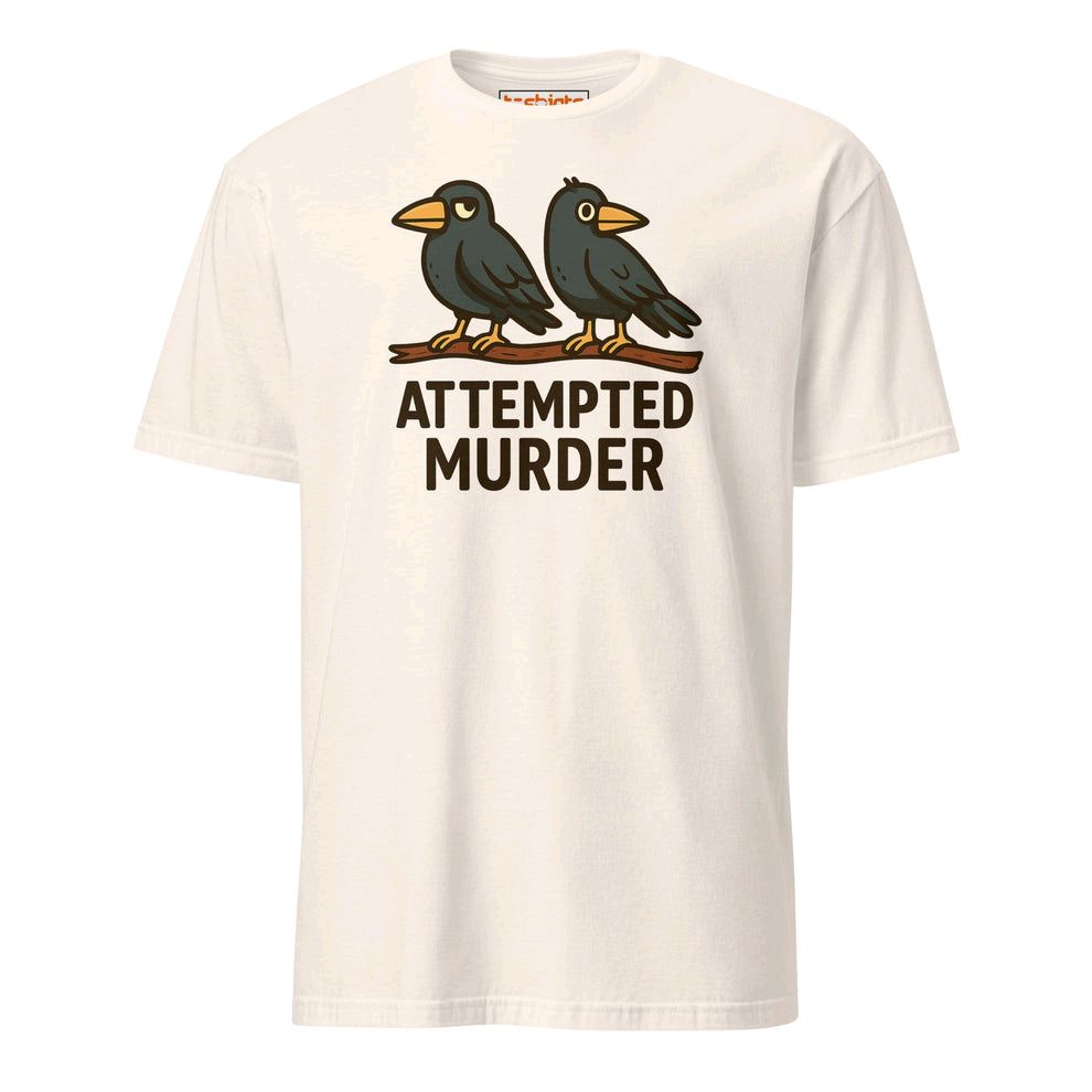 tshirtsonlineX's tweet image. Who's got a knack for clever humor? Check out this quirky "Attempted Murder" T-shirt! Perfect for bird lovers or pun enthusiasts. 

👉 [Link to shop] tshirts-online.co.uk/products/attem…

Add some wit to your wardrobe today! What’s your favorite pun? 🤔

#PunFashion #CleverTees #MurderOfCrows