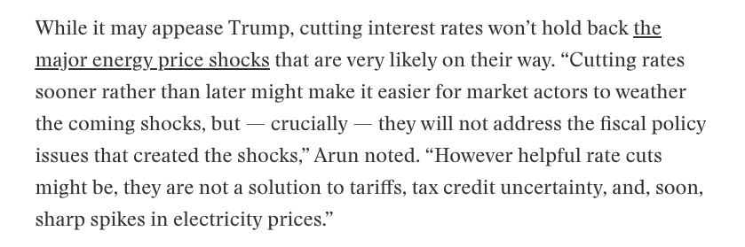 advait (@advaitarun_) on Twitter photo The broader politics of rate cuts notwithstanding, high rates are bad for investment in energy and housing. But, that being said, rate cuts don't substitute for fiscal policy.
Here's me in <a href="/heatmap_news/">Heatmap News</a> talking about today's Fed rate news: The broader politics of rate cuts notwithstanding, high rates are bad for investment in energy and housing. But, that being said, rate cuts don't substitute for fiscal policy.
Here's me in <a href="/heatmap_news/">Heatmap News</a> talking about today's Fed rate news: