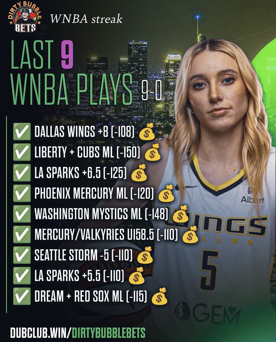 FREE WNBA COLLAB PLAY ⭐️💎

Running With <a href="/ScuzzLocks/">SCUZZ</a> 🔒

9-0 My L9 WNBA VIP Plays ⛹️‍♀️

Who Wants Winner #10? 👀🔥

LIKE ❤️ + RT ♻️ + COMMENT 🗣️

Show ENERGY &amp; We'll Post It 📚