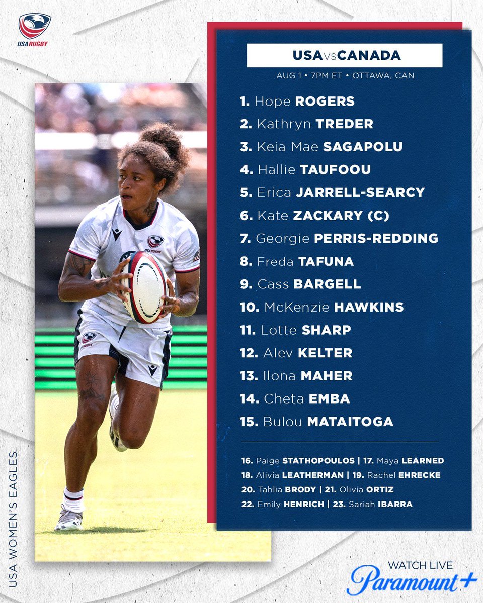 Sale Sharks' Georgie Perris-Redding makes her 1st start since having ACL reconstruction  surgery in June of 2024, when USA faces Canada Friday. We'll talk about this and more with Georgie TONIGHT on US Rugby Happy Hour!

⏰ Fri., 7pm ET/4pm PT
📺 @Paramount+