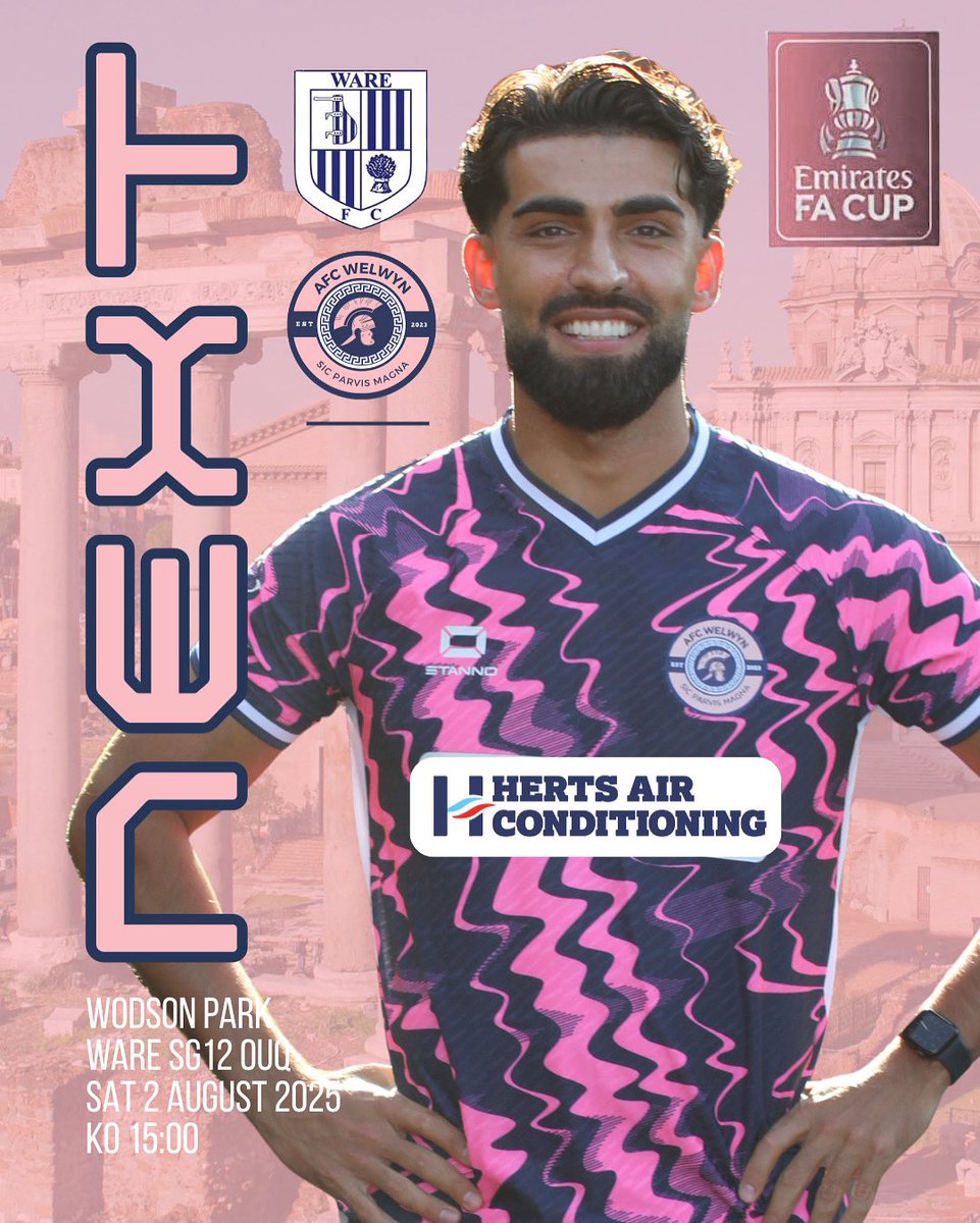 🏆 FA CUP ROUND ONE 🏆

A historic moment for AFC Welwyn.
Our first ever appearance in the Emirates FA Cup — and it all kicks off this Saturday.

We take on <a href="/Ware_FC/">Ware FC</a>  at Wodson Park in what promises to be a defining chapter in our journey.
Your support means everything. Let’s