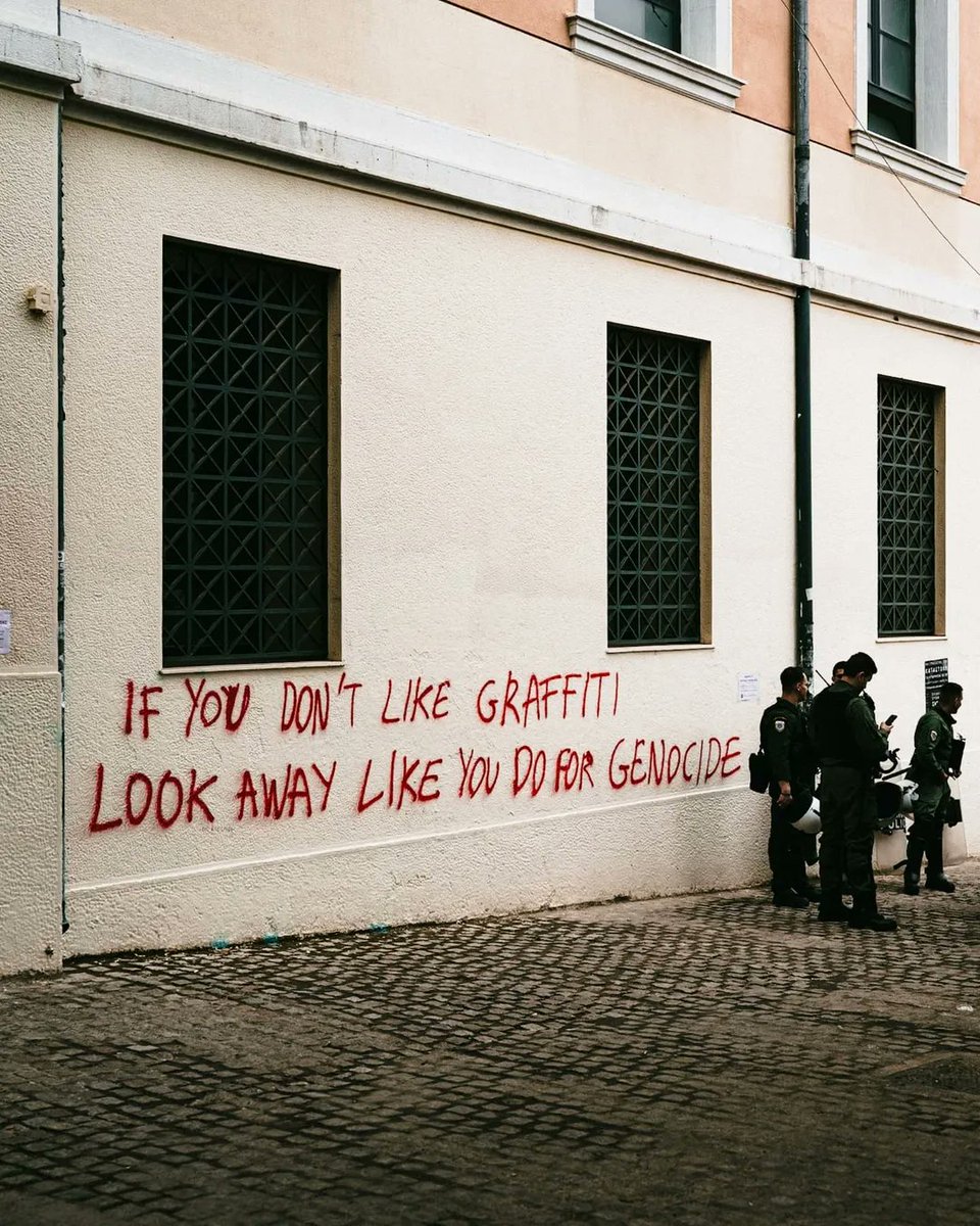 "If you don't like graffiti, look away like you do for genocide."