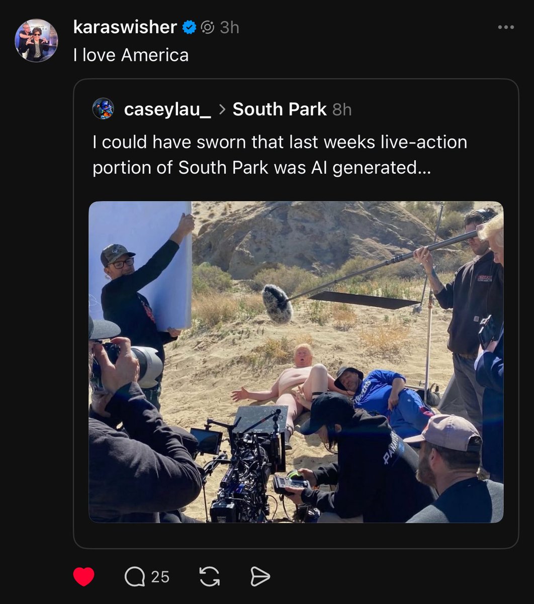 I’m just back here to let you know Kara Swisher reposted my Threads post. Thank you.