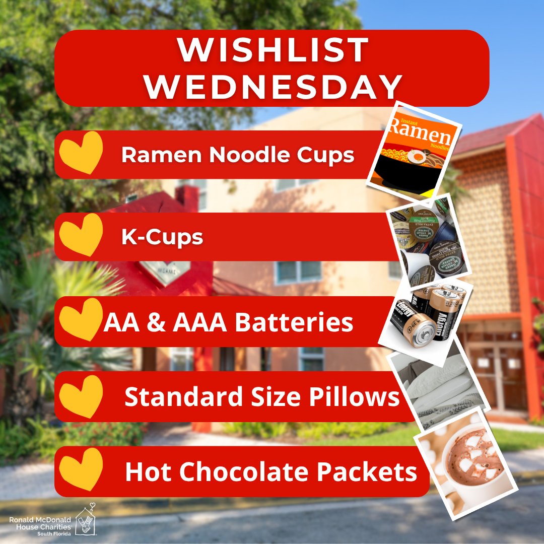 It’s #WishlistWednesday! 🧡 Help us stock up on some essentials that keep our families cozy and cared for. Every item makes a difference! ✨ rmhcsouthflorida.org/wish-list/

#RMHCSFL #KeepingFamiliesClose