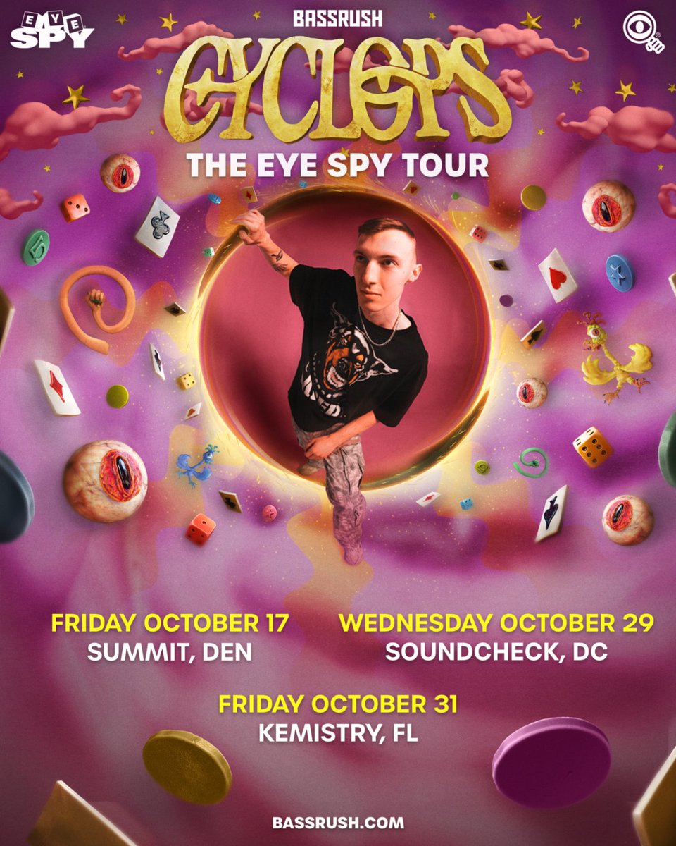 BASSRUSH (@bassrush) on Twitter photo The vision is locked and the bass is dialed in. 👁️🌀 <a href="/thisiscyclops/">CYCLOPS</a> is bringing the Eye Spy Tour to <a href="/SummitDen/">Summit Denver</a> on October 17, <a href="/soundcheckdc/">Soundcheck</a> on October 29, and Kemistry Nightclub on October 31.
Lock in NOW! → bassrush.com The vision is locked and the bass is dialed in. 👁️🌀 <a href="/thisiscyclops/">CYCLOPS</a> is bringing the Eye Spy Tour to <a href="/SummitDen/">Summit Denver</a> on October 17, <a href="/soundcheckdc/">Soundcheck</a> on October 29, and Kemistry Nightclub on October 31.
Lock in NOW! → bassrush.com