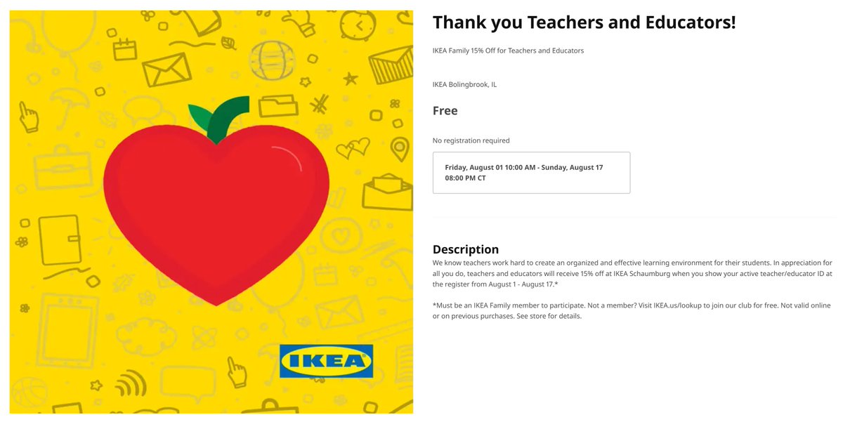 If you live near IKEA check to see if they are having a teacher appreciation event.  The one near me is starting on Friday.