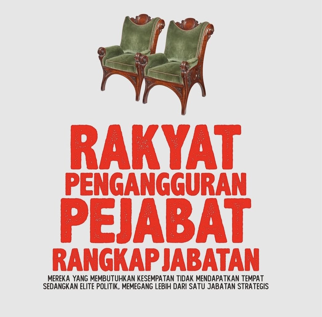 RAKYAT PENGANGGURAN
PEJABAT TANGKAP JABATAN... 

MEREKA YANG MEMBUTUHKAN KESEMPATAN TIDAK MENDAPATKAN TEMPAT, SEMENTARA ELITE POLITIK MEMEGANG LEBIH DARI SATU JABATAN STRATEGIS... ‼️

#SaatnyaGantiPrabowoGibran 
#SaatnyaGantiPrabowoGibran 
🆘🆗