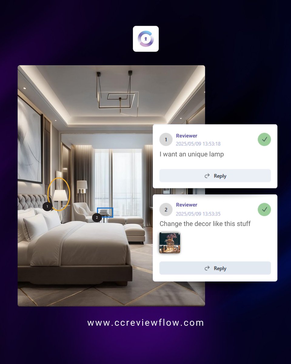 ccreviewflow's tweet image. 📩 Say goodbye to endless emails &amp;amp; chaotic group chats!
With CC ReviewFlow, all feedback is centralized in one streamlined review space - clear, trackable, and organized.

Learn more: ccreviewflow.com/lean-workflow

#CreativeWorkflow #ClientFeedbackSimplified #CCReviewFlow