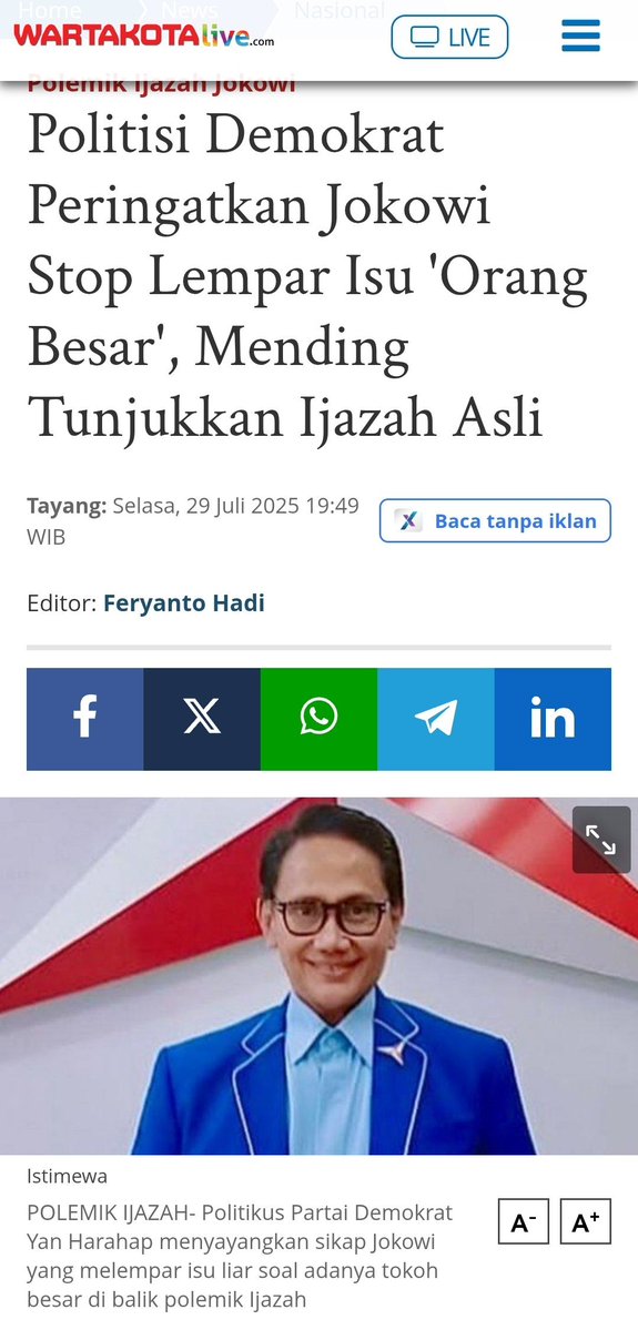 POLITISI DEMOKRAT PERINGATKAN JOKOWI, STOP LEMPAR ISU ORANG BESAR...

MENDING TUNJUKKAN SAJA IJAZAH ASLIMU...‼️

#SaatnyaGantiPrabowoGibran
#SaatnyaGantiPrabowoGibran
🆘🆗