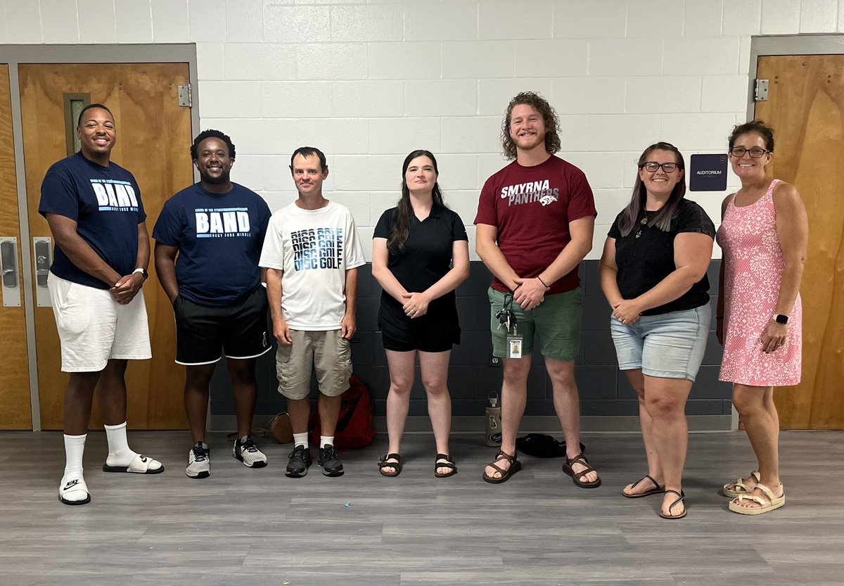 It is so wonderful to have all 5 of our middle school directors helping us with our band camp sectionals this year. This is such a great team across our 4 Smyrna schools! #onlyoneshs <a href="/SmyrnaBulldog/">Smyrna Bulldog</a> <a href="/SmyrnaMiddle/">Smyrna Middle School</a> <a href="/TFAA_Rams/">Thurman Francis</a> <a href="/RockyForkMS/">RockyForkMS</a>