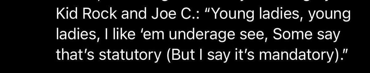 Agent_YUGO's tweet photo. @PattyCakes1203 @TaraBull808 @FINALLEVEL I can’t even do this anymore. You love the pedos. Whose lyrics are these? Oh and he sells out shows … in 2023…at home.. wow! U nasty ass person. Talk about washed up.. kid rock head… lmfao! https://t.co/nVwh5VzrHF