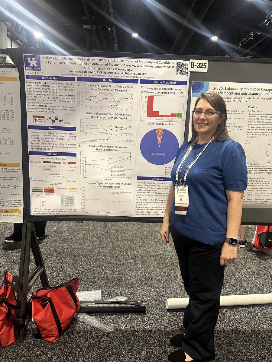 Surviving on science, coffee, and poster pins at #ADLM2025 with the unstoppable crew from <a href="/UKYpathology/">UKYpathology</a>!
<a href="/RobDMaynard/">Robert Maynard</a> <a href="/hindmalaeb/">hindmalaeb</a> <a href="/JessHampton14/">Jess Hampton</a> 
Talks? ✔️ Roundtables? ✔️ Posters? ✔️
#TeamUKY #ClinicalChemistry