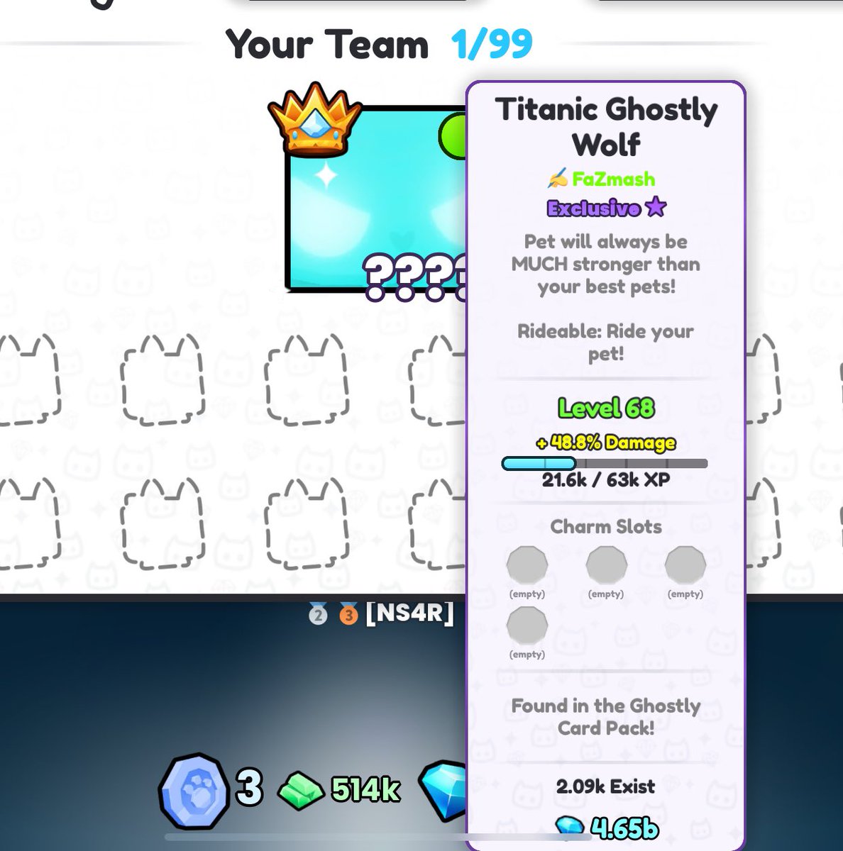 🎉 PS99 GW 🎉

✨ TITANIC GHOSTLY WOLF SIGNED BY @/FaZmash ✨

To enter:

✅ Follow <a href="/Spicykens/">Kenn</a> 

✅ Like, Repost &amp; Tag Friends!

✅ Comment your USERNAME and your Favourite Pet Sim Memory.
Ends August 11th 2025