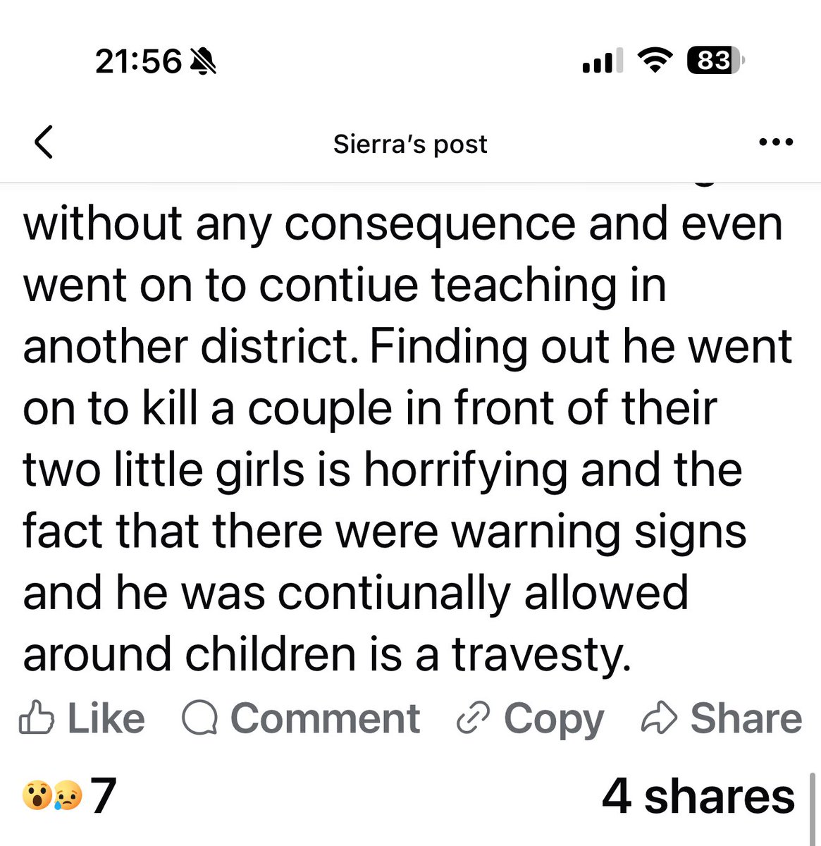 This bastard was a fourth grade teacher and was allowed to resign in Oklahoma for inappropriate behavior with girls in the classroom and nobody reported him to the authorities and now he was gonna be employed as a teacher in Springdale Arkansas and he’s a cold blooded murderer