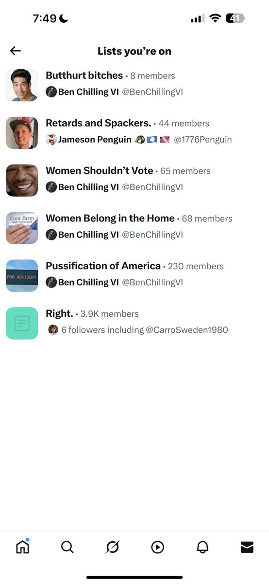 I’m honored you disgusting 💩💩💩 <a href="/BenChillingVI/">Ben Chilling VI</a> @1776penguin <a href="/CarroSweden1980/">Linda</a>

You all blocked me so I didn’t get a notification. Nice move cowards. Did I upset you in comments for degrading women or being racists? Maybe both🥱