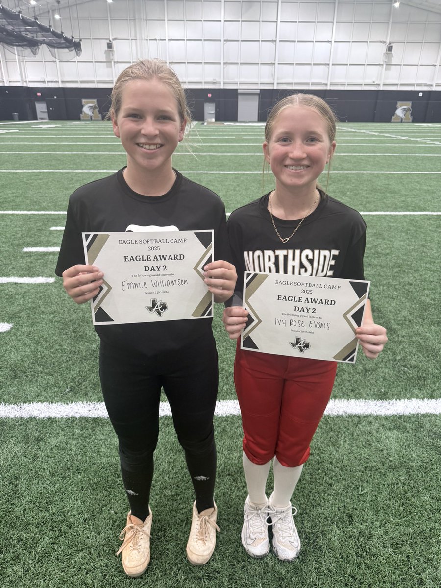 Day 2 Campers of the Day! 
Session 1: Avalynn Ramirez, Isla Tovar, and Oakley Oglesby
Session 2: Emmie Williamson and Ivy Rose Evans

Great job girls!