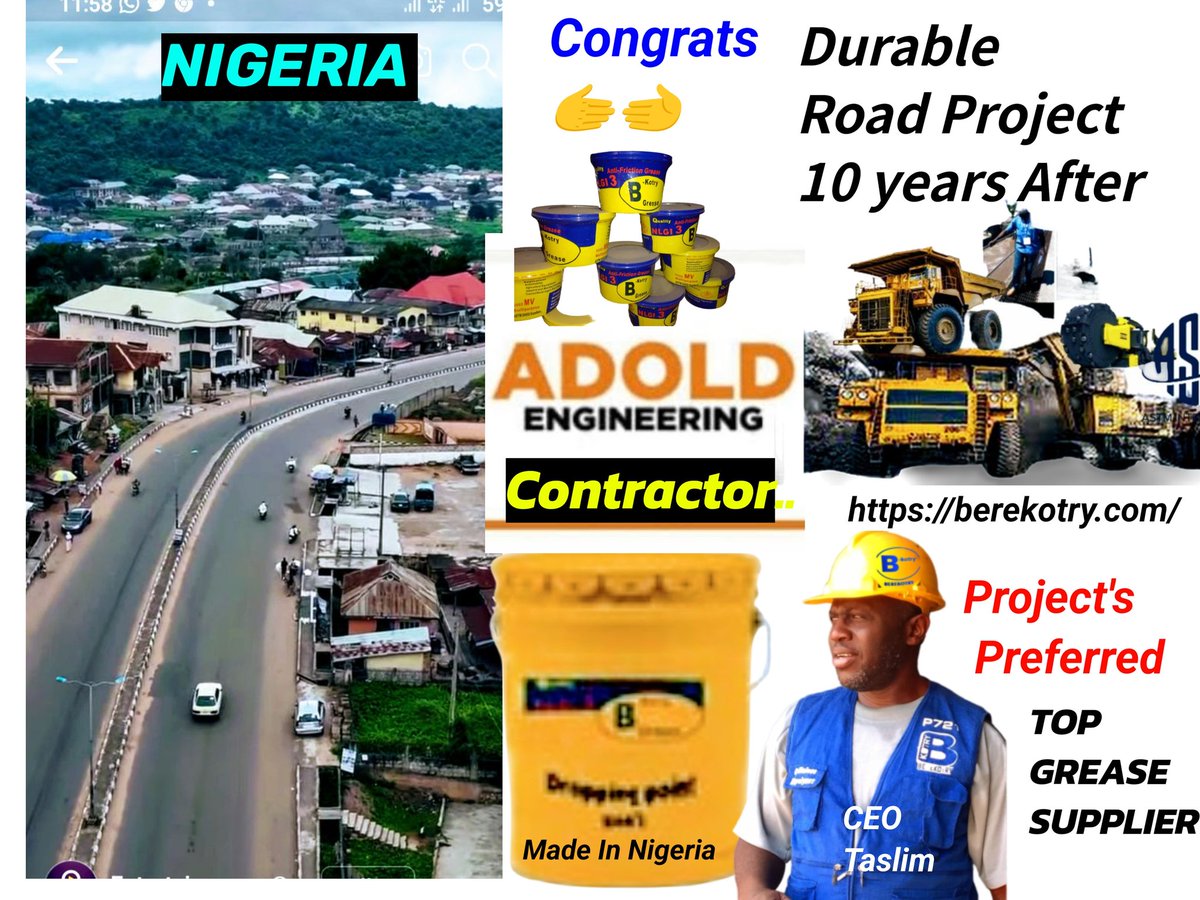 Localcontent value addition as 10years Road Project in <a href="/oyostategovt/">Oyo State Government</a>  urbanl Road project shows durability. Contactor @ADOLDEngineering Localcontent Grease Supplier <a href="/Berekotry/">Berekotry</a> <a href="/taslim0/">taslim owonikoko</a> <a href="/SONNigeria/">SON Nigeria</a> Approved &amp; Support by <a href="/NADDCouncil/">NADDC Nigeria</a> <a href="/joduwole/">Dr Jumoke Oduwole</a>  <a href="/OwanEnoh/">Senator John Owan Enoh</a> surl.li/maoruv