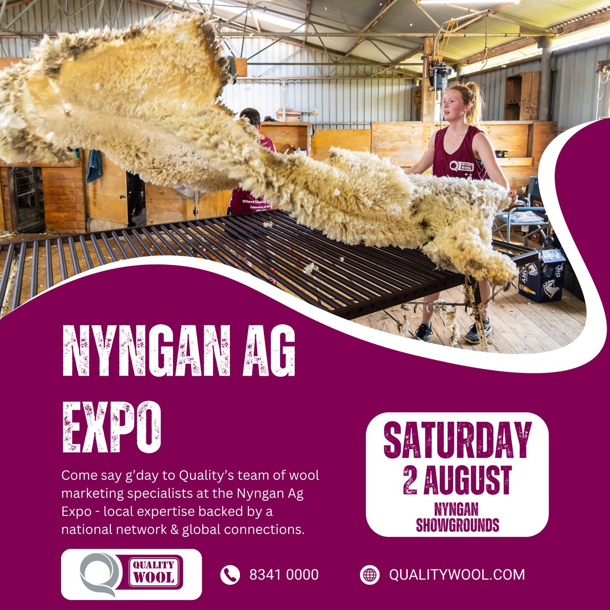 Quality Wool (@qualitywool) on Twitter photo WE'RE ready, are you? Catch up with the Quality Wool team at the <a href="/NynganAgExpo/">Nyngan Ag Expo</a> this Saturday where a friendly face awaits to discuss all things #wool marketing and the potential of your clip 🤝 WE'RE ready, are you? Catch up with the Quality Wool team at the <a href="/NynganAgExpo/">Nyngan Ag Expo</a> this Saturday where a friendly face awaits to discuss all things #wool marketing and the potential of your clip 🤝