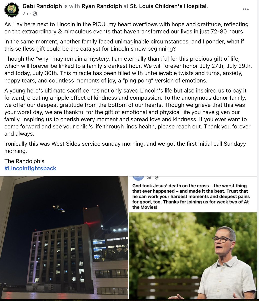 DerekParris's tweet photo. the absolute best update I could ever report:

Lincoln's kidney transplant was a success.

thank you all for the prayers and support. 

Please continue to keep this family in your thoughts and prayers.

#LincolnFightsBack https://t.co/oQPgLsBjpe