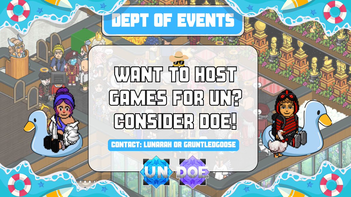 👀 Do you love hosting games? Are you looking for a new Special Unit to join? 🎳 DOE might be for you! Contact lunarah or GruntledGoose for more info 💓 #habbo #habboUN

✨ <a href="/mariexuhhh_/">Maria</a>