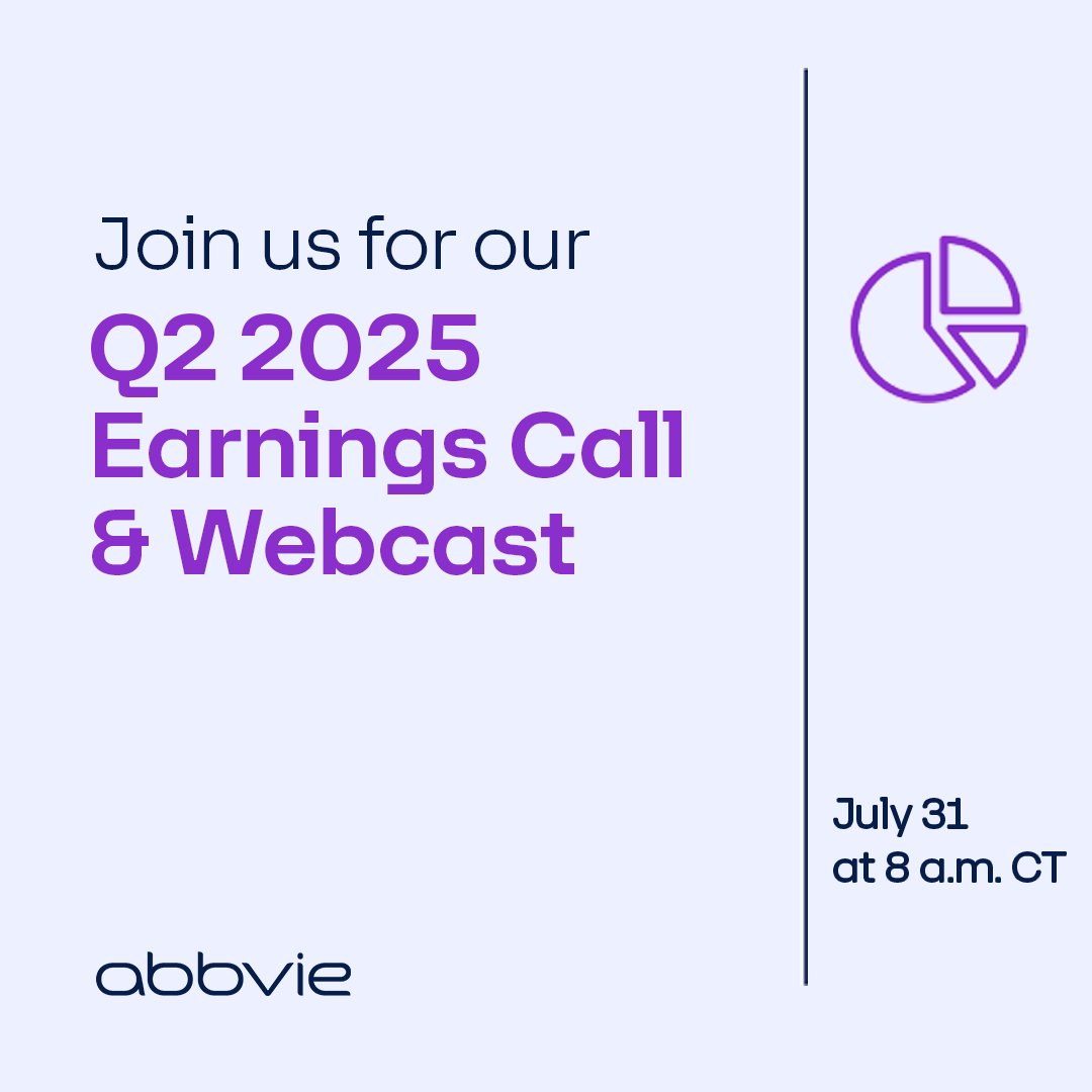 Reminder: Join us tomorrow at 8am CT as we share our Q2 2025 #FinancialResults. bit.ly/4lorn3H #earnings $ABBV