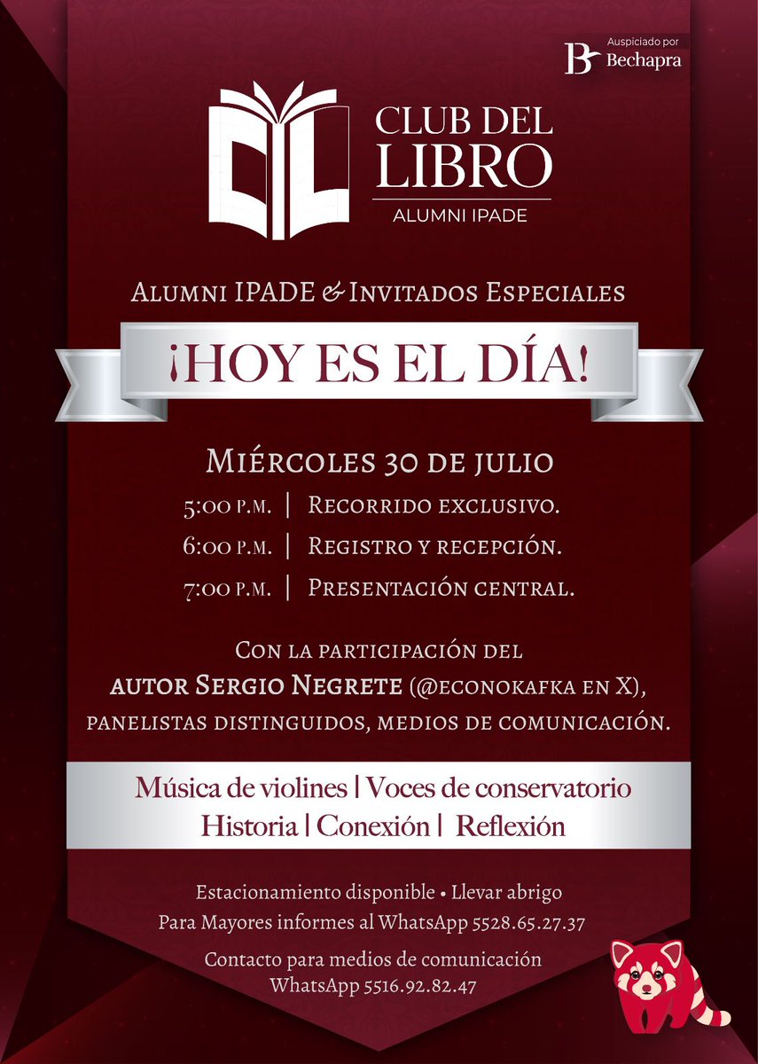 Gracias a Alumni IPADE, será un honor hablar sobre mi libro, "De AMLO a Sheinbaum: decadencia económica y conquista política que continuará" en el marco del Club del Libro que preside la Dra. Alejandra Gómez.

Especial agradecimiento a Bechapra por auspiciar el evento.