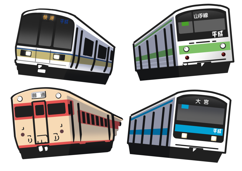 「合同誌表紙用に描いた「100万本カルテット」 #平成といえばこの車両」|しーさいどのイラスト