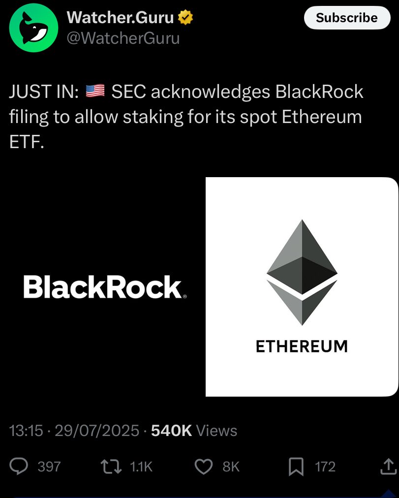 💥JUST IN: 🇺🇸 SEC acknowledges BlackRock filing to allow staking for its spot Ethereum ETF. Get ready for what’s coming #xrp #xIm #ripple #steller #hedera #banks #money #finance #loans #interest #anger #entertainment #funny #elonmusk #ronpaul #presidenttrump #republicans