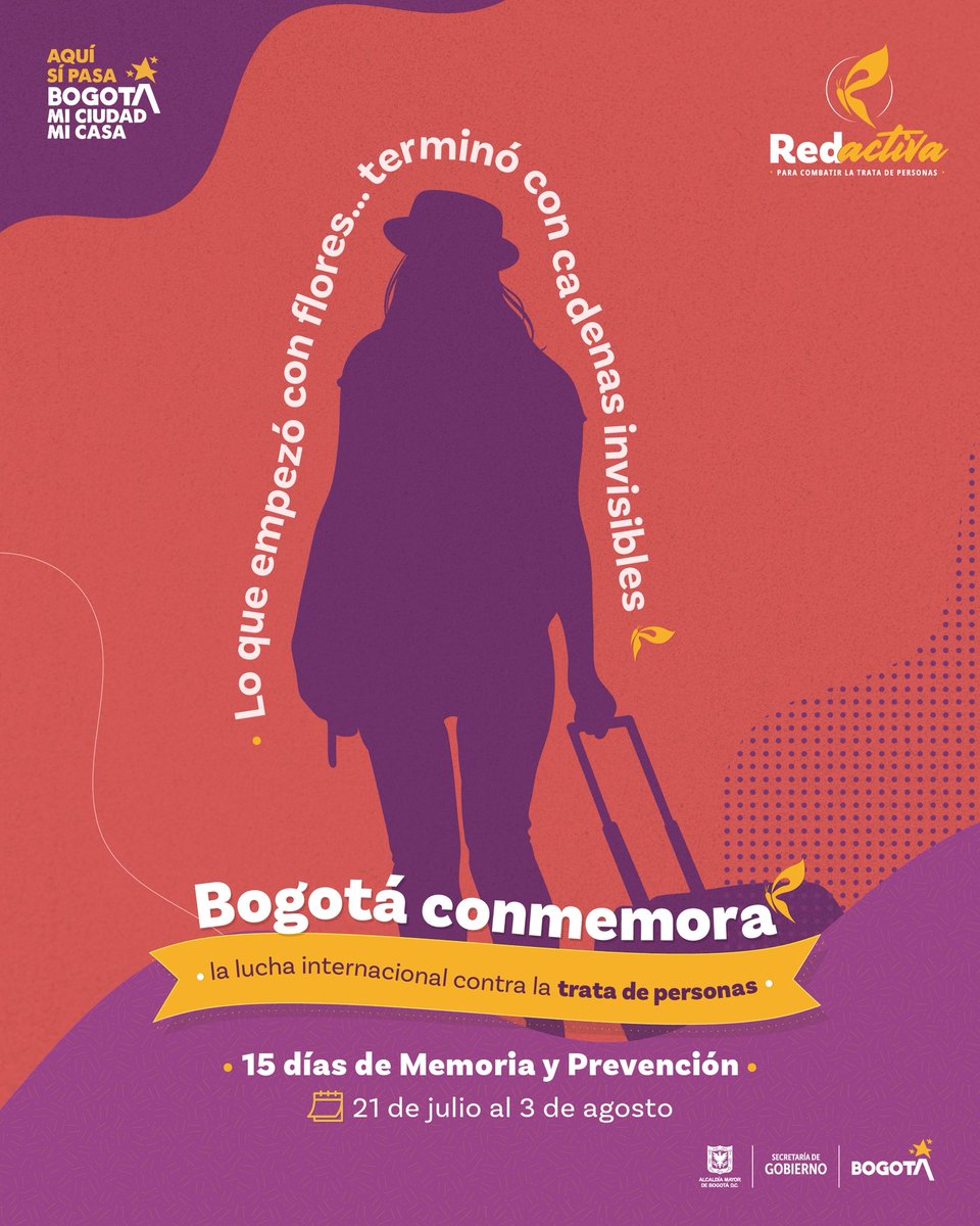 "Todo parecía real, era la persona perfecta, pero sin darme cuenta me había vendido..." 😔❌#BogotáRechazaLaTrata

Ayúdanos a denunciar para prevenir este delito:

📱3002505050 
📧 lucha.trata@gobiernobogota.gov.co
📳 122 de la Fiscalía y 141 del ICBF