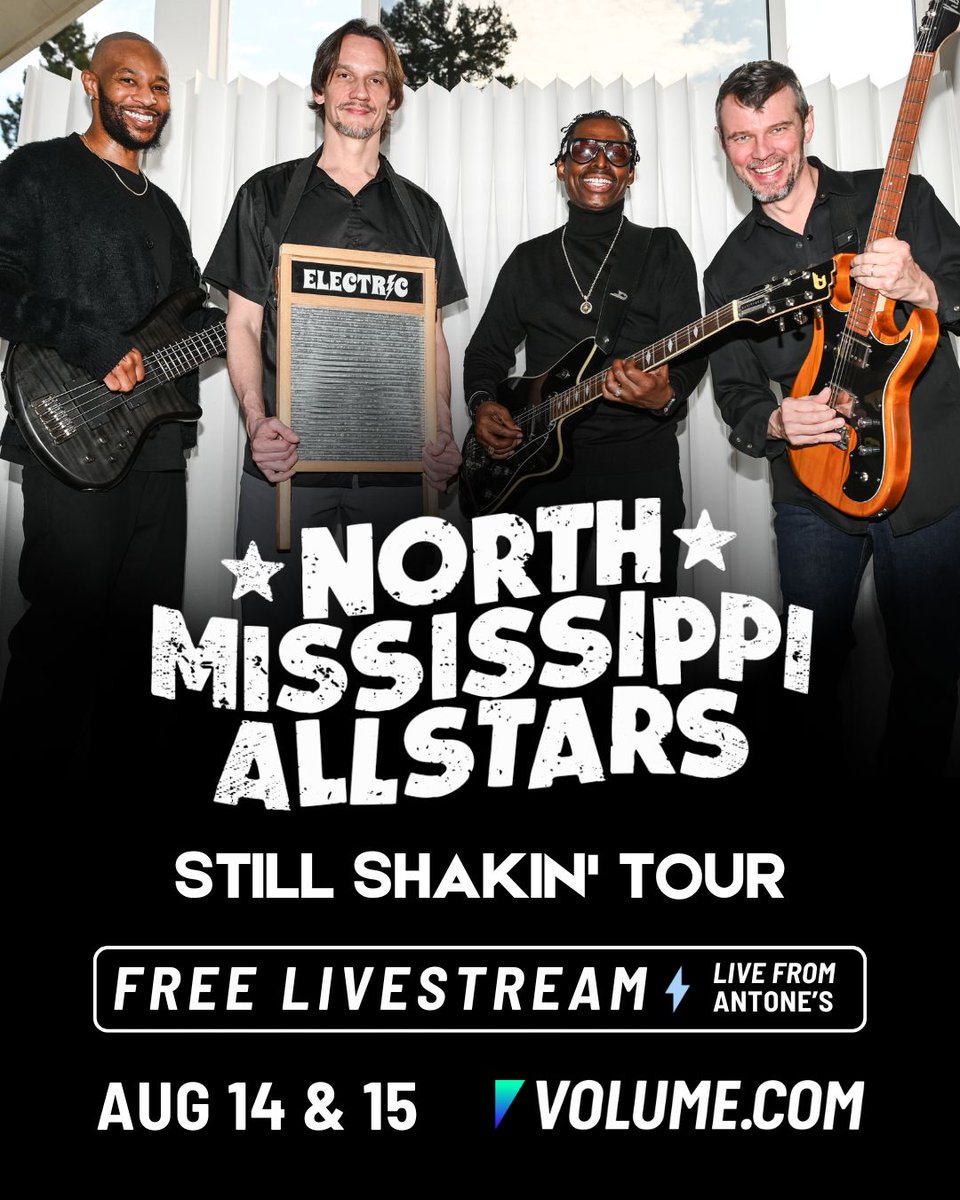 Volume.com (@getonvolume) on Twitter photo Can't make it out to the <a href="/nmallstars/">North Mississippi Allstars</a> Still Shakin’ Tour? We got you. Don't miss the band live from <a href="/Antones/">Antone's</a> on August 14+15 on <a href="/GetOnVolume/">Volume.com</a>!
Get your free livestream tickets at bit.ly/NMAllstars-Ant… Can't make it out to the <a href="/nmallstars/">North Mississippi Allstars</a> Still Shakin’ Tour? We got you. Don't miss the band live from <a href="/Antones/">Antone's</a> on August 14+15 on <a href="/GetOnVolume/">Volume.com</a>!
Get your free livestream tickets at bit.ly/NMAllstars-Ant…