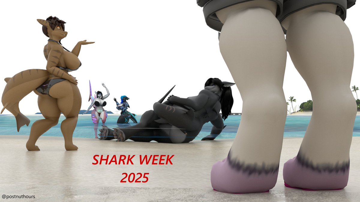 My late post for shark week, always nice to see these lovely girls at the beach.

<a href="/R_HI_N_0/">RyNo</a> <a href="/HannahMoonAD/">Brianna</a> <a href="/SharkiSharku/">Sharki Sharku</a> 

#sharkweek2025 #furry