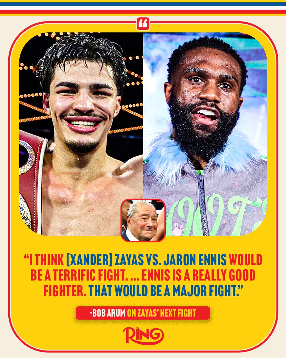 Bob Arum tells The Ring he would like to see Xander Zayas welcome Jaron 'Boots' Ennis to the super-welterweight division 😳