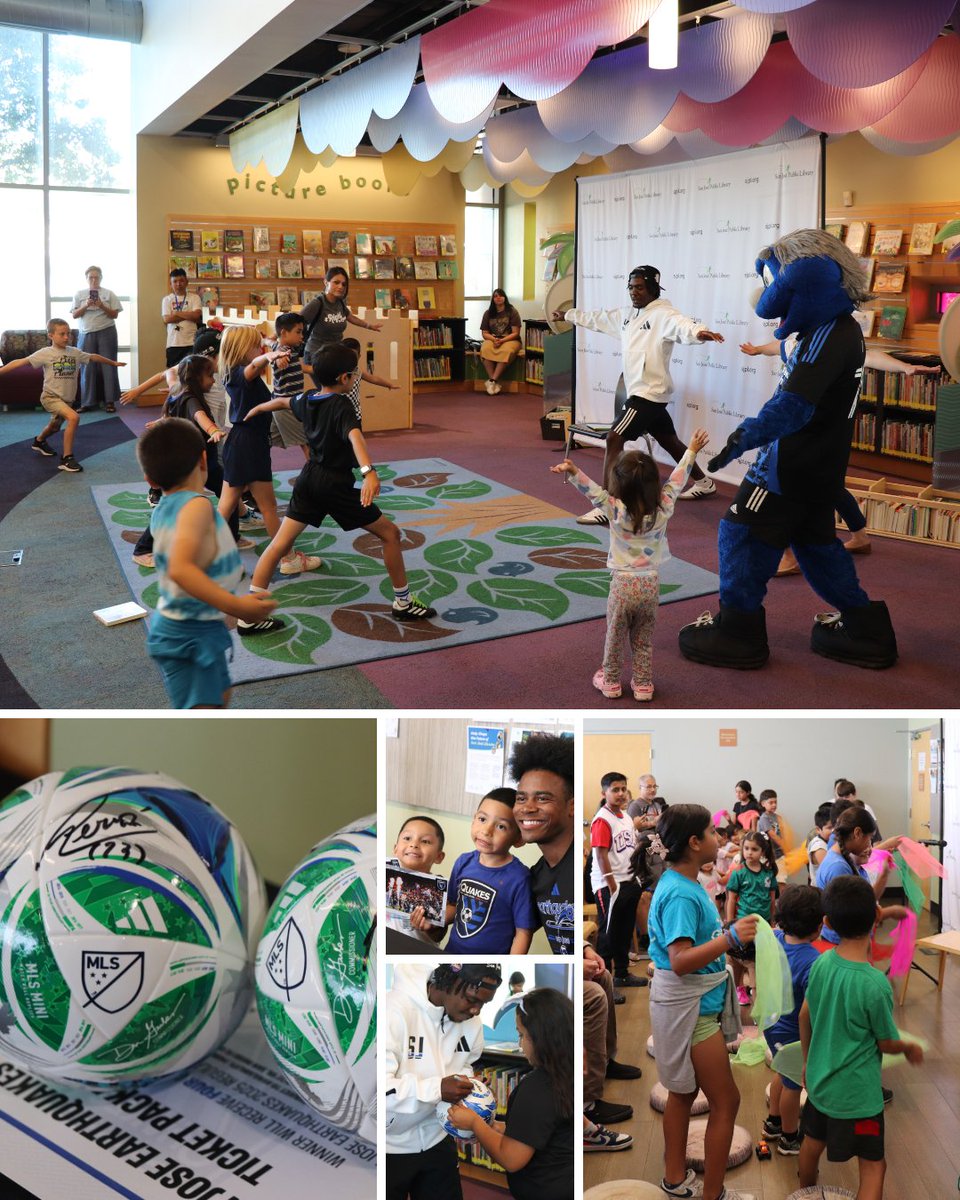San Jose Public Library (@sanjoselibrary) on Twitter photo Before the month comes to an end, we want to thank <a href="/SJEarthquakes/">San Jose Earthquakes</a> for partnering with us at #SJPL in offering special storytimes at the Alum Rock and Hillview Branches!
But there is MORE to this EXCITING PARTNERSHIP! Stay tuned for a special announcement this Friday, Aug. 1st. Before the month comes to an end, we want to thank <a href="/SJEarthquakes/">San Jose Earthquakes</a> for partnering with us at #SJPL in offering special storytimes at the Alum Rock and Hillview Branches!
But there is MORE to this EXCITING PARTNERSHIP! Stay tuned for a special announcement this Friday, Aug. 1st.