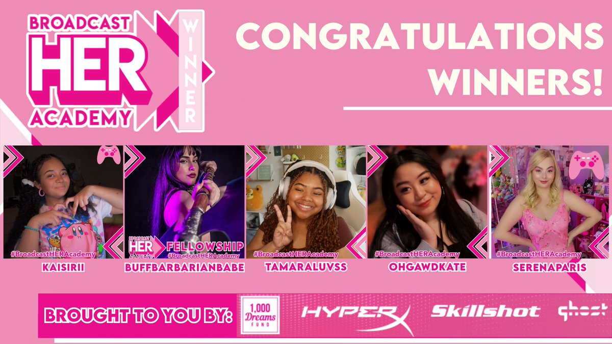 1,000 Dreams Fund (@1000dreamsfund) on Twitter photo A HUGE congratulations to our 2025 #BroadcastHERAcademy Fellows Powered By <a href="/HyperX/">HyperX</a> & <a href="/SkillshotMedia/">Skillshot Media</a> with support from <a href="/GhostGaming/">Ghost Gaming</a>!
These 5 stood out because of their BIG dreams in esports and gaming, from on-screen talent, to esports competitors, and producers. These fellows A HUGE congratulations to our 2025 #BroadcastHERAcademy Fellows Powered By <a href="/HyperX/">HyperX</a> & <a href="/SkillshotMedia/">Skillshot Media</a> with support from <a href="/GhostGaming/">Ghost Gaming</a>!
These 5 stood out because of their BIG dreams in esports and gaming, from on-screen talent, to esports competitors, and producers. These fellows