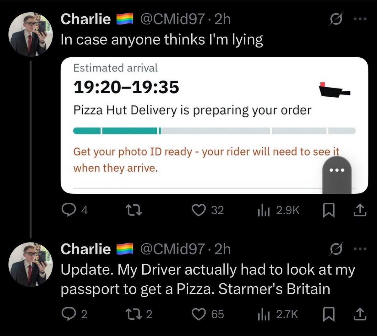 🔴🇬🇧 ALERTE INFO - En Angleterre, dorénavant il faudra prouver son identité sur 🟢Spotify pour écouter de la musique et sa carte d'identité pour recevoir sa commande de pizza.

Si l'on ne fait rien, c'est ce qu'il va arriver en France, le contrôle généralisé.