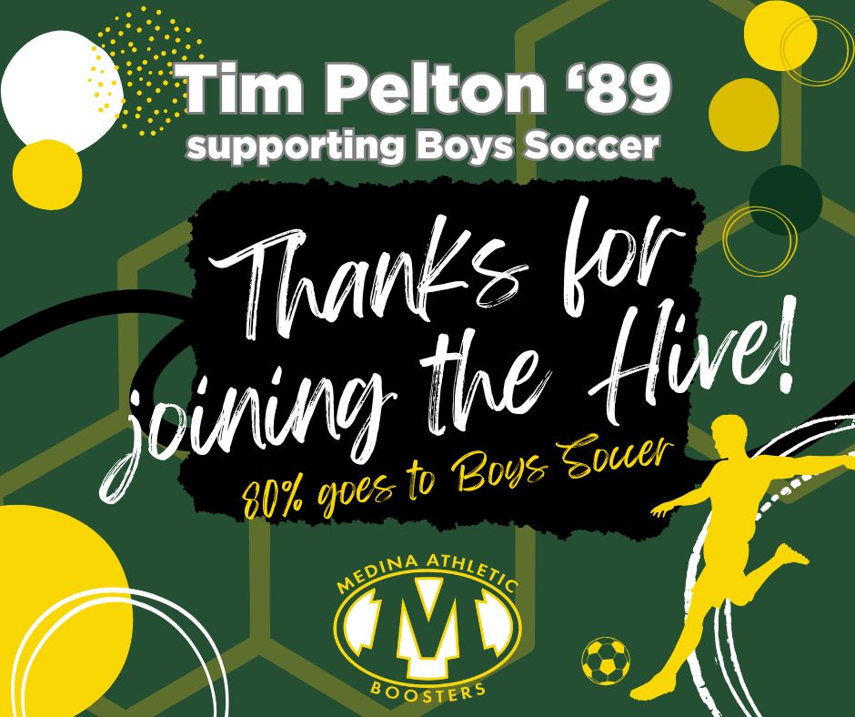 The @medinaboosters would like to thank Tim Pelton '89 @tpelton17 @medinaalumni for joining the Hive for the 2025-26 season &amp; providing 80% of his membership to support <a href="/BeesBoysSoccer/">Medina HS Boys Soccer</a>.  Join us today to help your favorite team(s) at medinaboosters.org/membership-lev… <a href="/medinaathletics/">Medina Athletics</a>