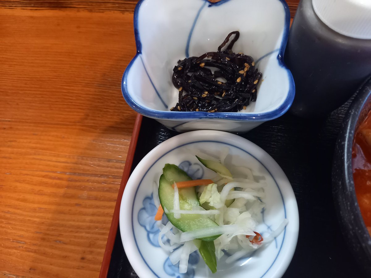 東松山市もつ煮のまついさん🌠ゴヂラ定食&amp;ハムカツ💡暑いときは辛いのいいですね💮ごちそうさまです☺