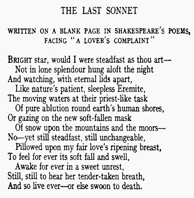John Keats, "Bright Star" #poetry #sonnet