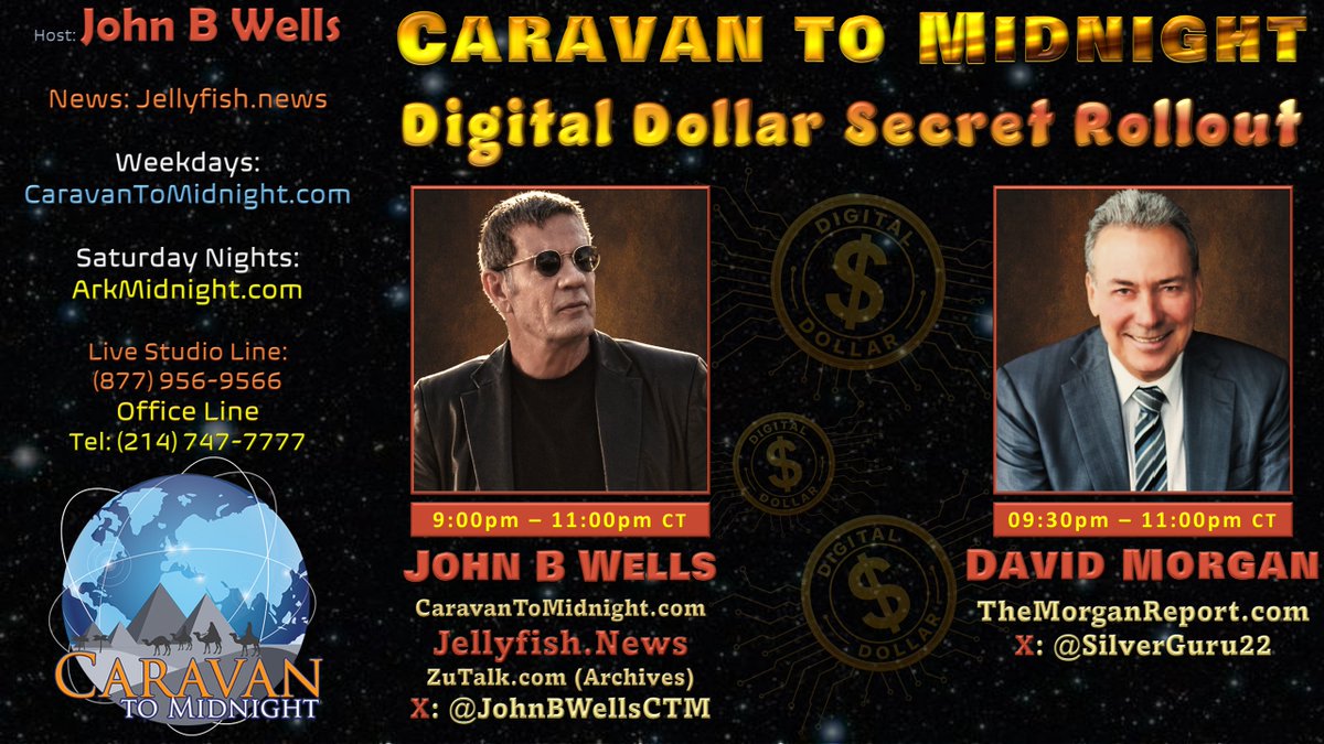 #CTM Tonight
Topic: Digital Dollar Secret Rollout
Start: 8:30pm CDT

• David Morgan
Website: TheMorganReport.com
X: <a href="/silverguru22/">David Morgan</a> 

Tonight’s Broadcast
#DavidMorgan returns with inside intel on the Digital Dollar’s Secret Rollout. What you’re not being told… and why it