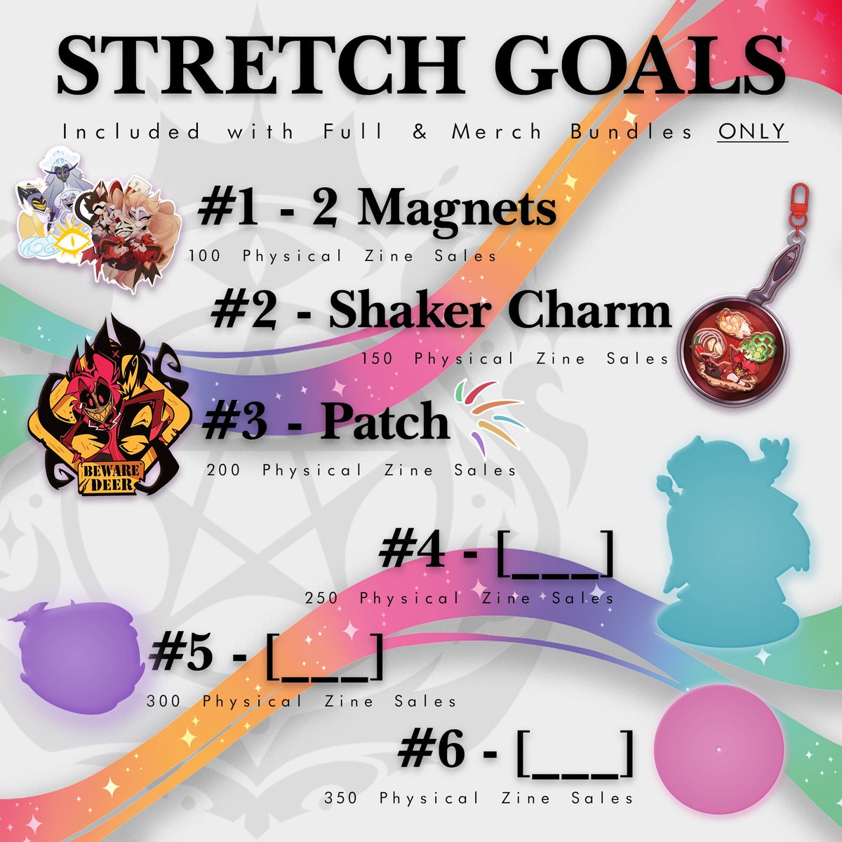 One Helluva Zine & A Happy Zine in Hell (@onehelluvazine) on Twitter photo ✨️A Happy Zine in Hell third Stretch Goal Unlocked✨️
Sinners rejoice! We gpt to the third stretch goal! An amazing Alastor Patch designed by the beaitiful <a href="/SatorRotas/">Sator 🌈🏴☠️</a> !
And we still got some more goals to unlock!! Keep it up! ✨️A Happy Zine in Hell third Stretch Goal Unlocked✨️
Sinners rejoice! We gpt to the third stretch goal! An amazing Alastor Patch designed by the beaitiful <a href="/SatorRotas/">Sator 🌈🏴☠️</a> !
And we still got some more goals to unlock!! Keep it up!