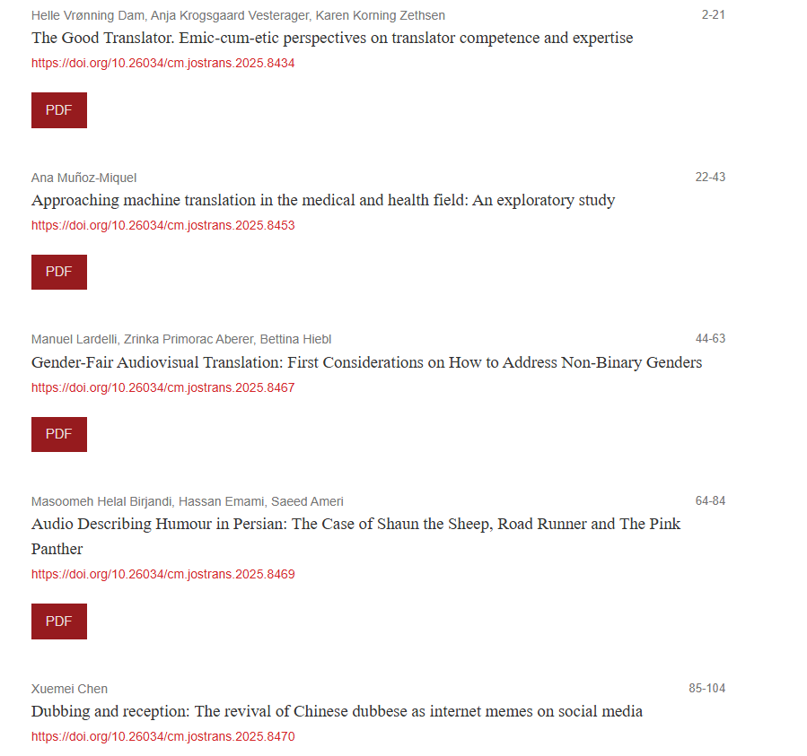 JostransT's tweet photo. 🎉 We’re delighted to share the latest issue of The Journal of Specialised Translation!

📰 JoSTrans, Issue 44 – July 2025
📖 Now live: https://t.co/163PCASgLm

Enjoy! https://t.co/qgFI44VMW8