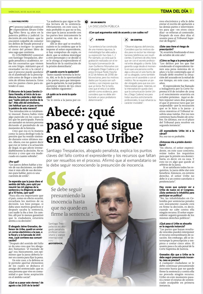 SoyDefensor's tweet photo. Abecé del proceso Uribe en @elcolombiano: https://t.co/Ag2rk8YpLe