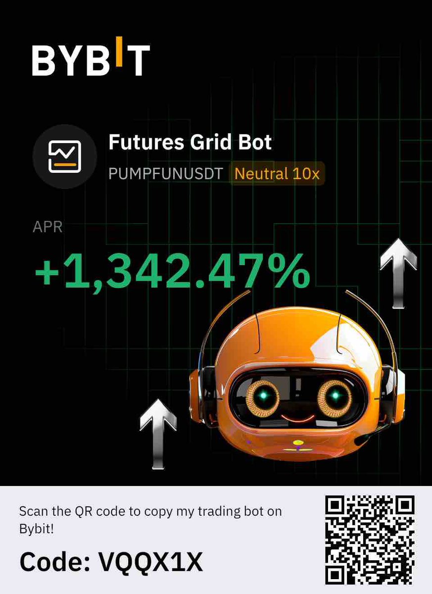 I've achieved an APR of  1342.47% with Futures Grid Bot on Bybit! Click the link and copy my strategy for free: bybit.com/en/tradingbot?…