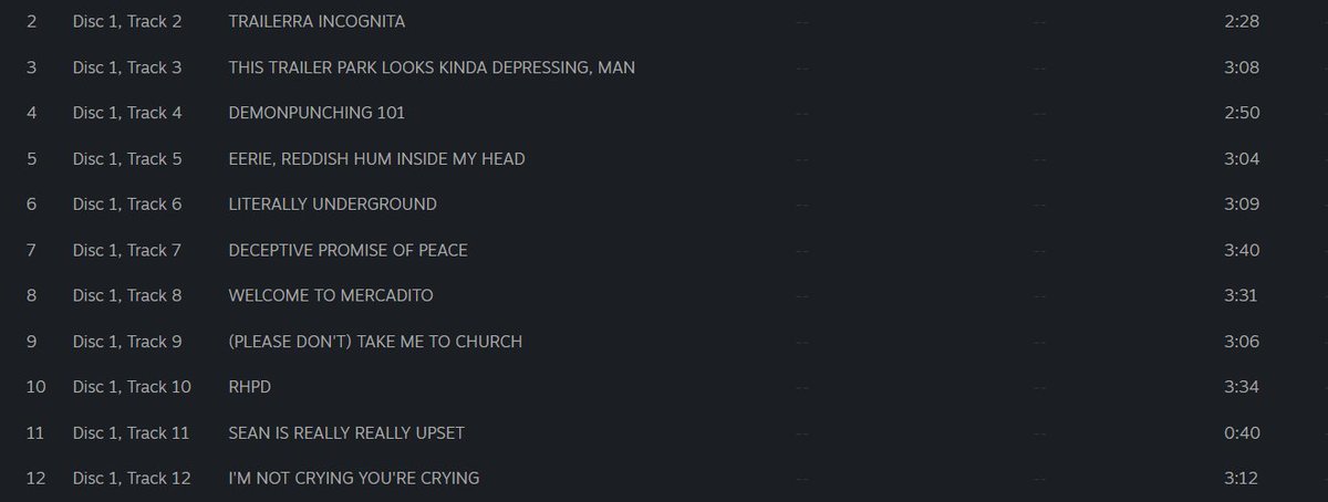 The downside of releasing the game OST is everybody's gonna see our stupid track titles now  
#indiegame #ost #rpg #steam