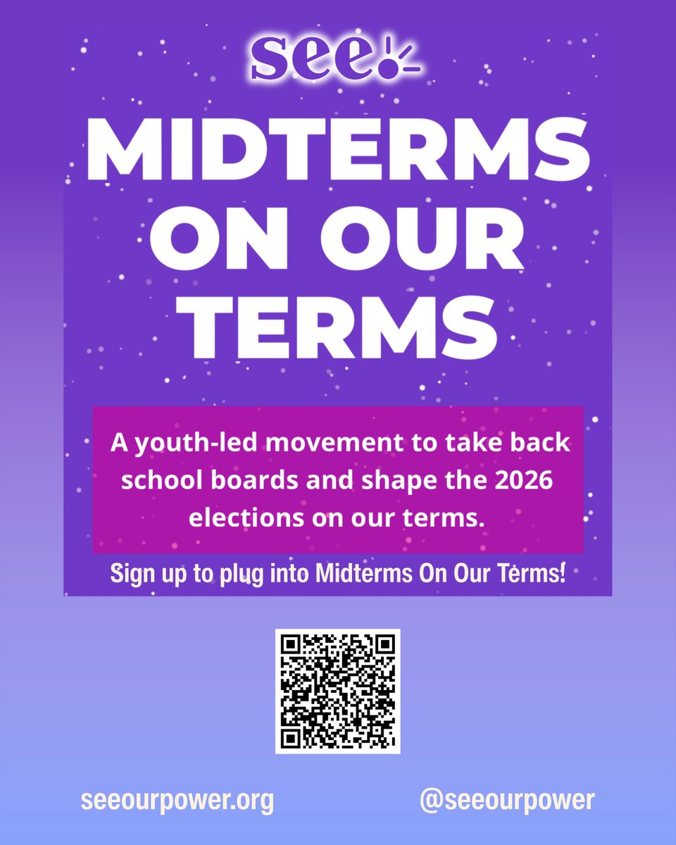 SEE Alliance invites you to join the Midterms On Our Terms movement which is a youth-led, data-driven movement organizing people of all ages to take back school boards, build power in our communities, &amp; help young people lead elections at every level.

docs.google.com/forms/d/e/1FAI…