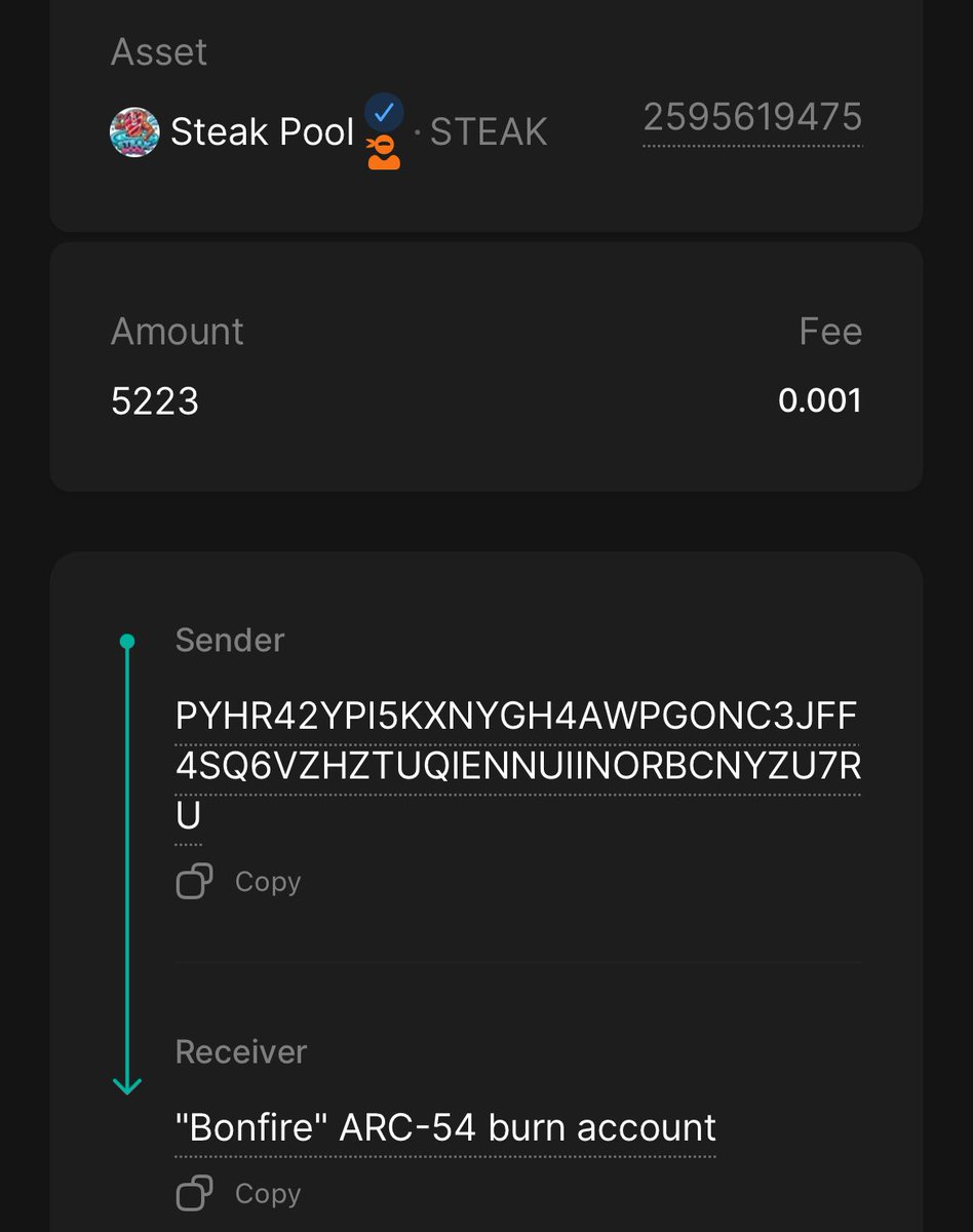 🔥 Day 35 of 75 we just burned 5,223 $STEAK, bringing the total to 243,923 $STEAK burned so far.

That’s over 1.43% of the total 17M supply gone forever.
Only 599 $STEAK deployed per day. The rest? Fire.

Stake and earn while we burn:
👉 reti.nodely.io/validators/13

#STEAK #75DayBurn