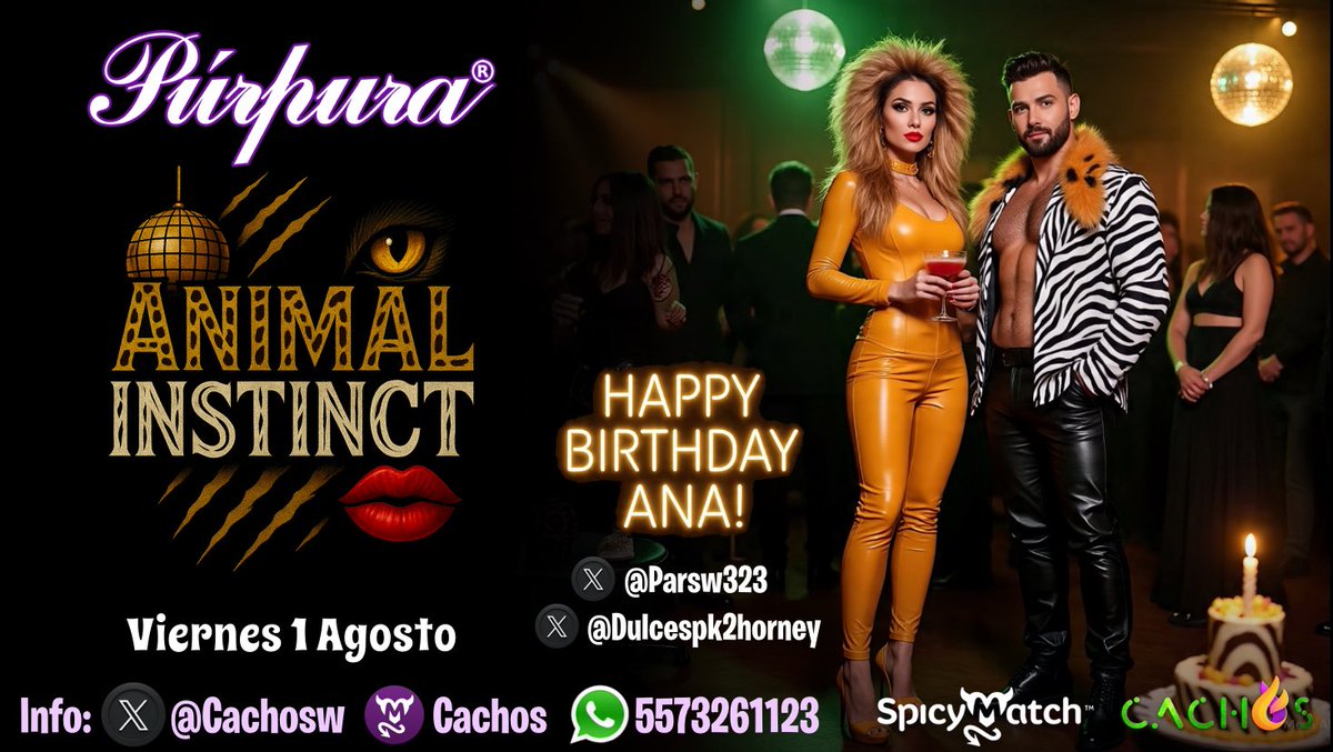 Cachos 🇲🇽 (@cachosw) on Twitter photo 🐯ANIMAL INSTINCT!
🗓️Viernes 1 Agosto!
📍<a href="/Purpura_Oficial/">PÚRPURA OFICIAL ♀️♂️💜</a>
🎈Festejamos a Ana!
<a href="/parsw323/">PARSW323 CDMX</a> <a href="/dulcespk2horney/">Dulces PK2</a>
🐾Una fiera indomable que merece una celebración a su altura: Intensa, Provocadora y Sin Limites!
👩🏻❤️💋👩🏼Show Lesbian: Azul🆚Sofy!
🎟️RESV AQUÍ:👇🏼
📲5573261123 <a href="/Cachosw/">Cachos 🇲🇽</a> 🐯ANIMAL INSTINCT!
🗓️Viernes 1 Agosto!
📍<a href="/Purpura_Oficial/">PÚRPURA OFICIAL ♀️♂️💜</a>
🎈Festejamos a Ana!
<a href="/parsw323/">PARSW323 CDMX</a> <a href="/dulcespk2horney/">Dulces PK2</a>
🐾Una fiera indomable que merece una celebración a su altura: Intensa, Provocadora y Sin Limites!
👩🏻❤️💋👩🏼Show Lesbian: Azul🆚Sofy!
🎟️RESV AQUÍ:👇🏼
📲5573261123 <a href="/Cachosw/">Cachos 🇲🇽</a>