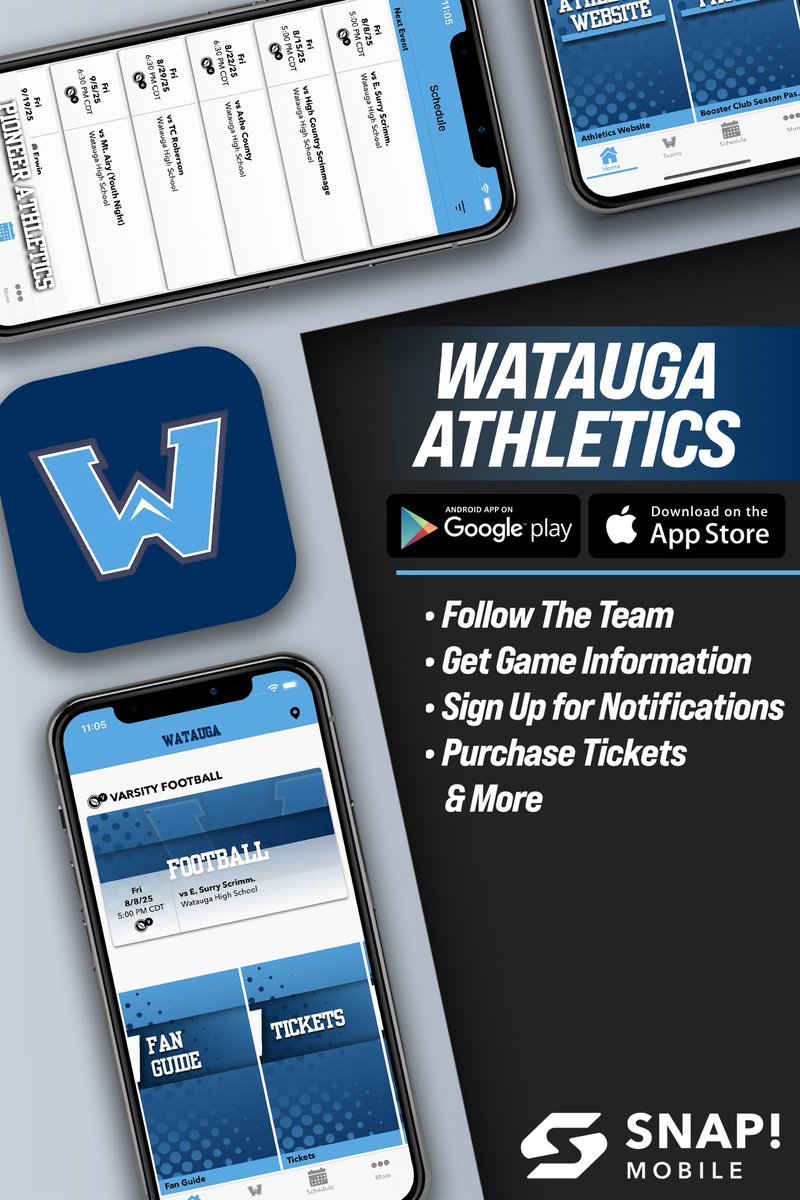 Pioneer Athletics (@wataugapioneers) on Twitter photo Don’t forget to get our new #PioneerAthletics App as we get closer to the start of Fall Sporting Events!
Use the app the view schedules, purchase passes/tickets, and keep up with your favorite teams!
<a href="/wataugaboosters/">WHS Pioneer Booster Club</a>
<a href="/WataugaSchools/">Watauga County Schools</a> Don’t forget to get our new #PioneerAthletics App as we get closer to the start of Fall Sporting Events!
Use the app the view schedules, purchase passes/tickets, and keep up with your favorite teams!
<a href="/wataugaboosters/">WHS Pioneer Booster Club</a>
<a href="/WataugaSchools/">Watauga County Schools</a>